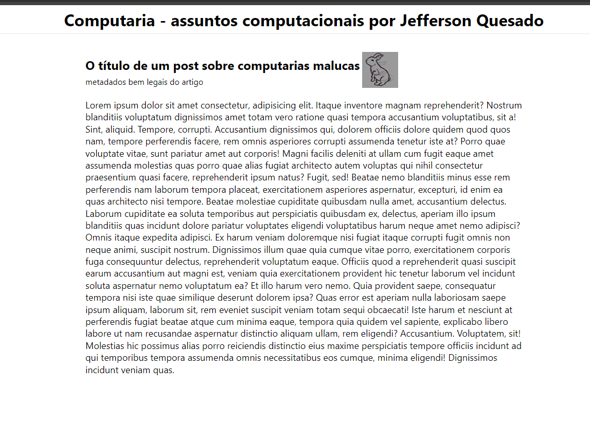 Coelho ao lado direito do título do post "Colocando coelhinhos no computaria e enlouquecendo"