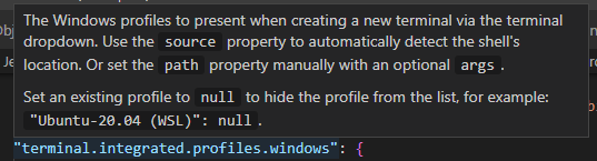 Hint de mouse-hover para a propriedade "terminal.integrated.profiles.windows"