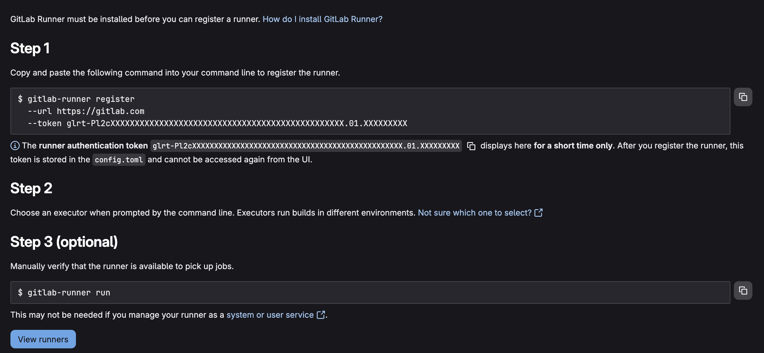 Yay! Mostrando o token de registro