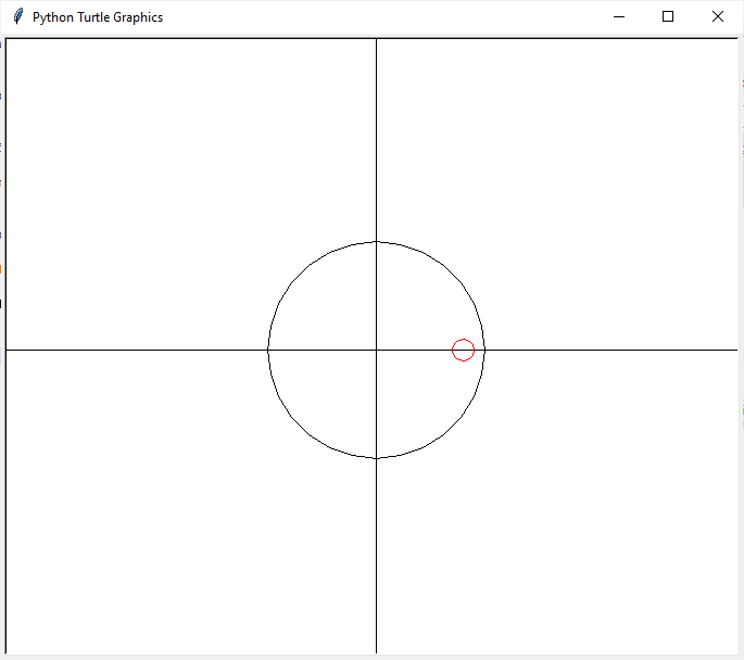 Círculo pequeno no offset 80, com raio 10, e círculo grande na origem com raio 100