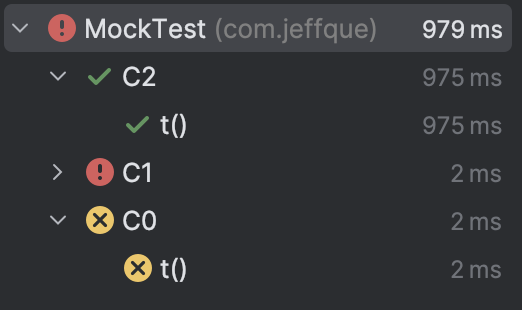 MockTest: C2 OK, C1 ERROR, C0 FALHA